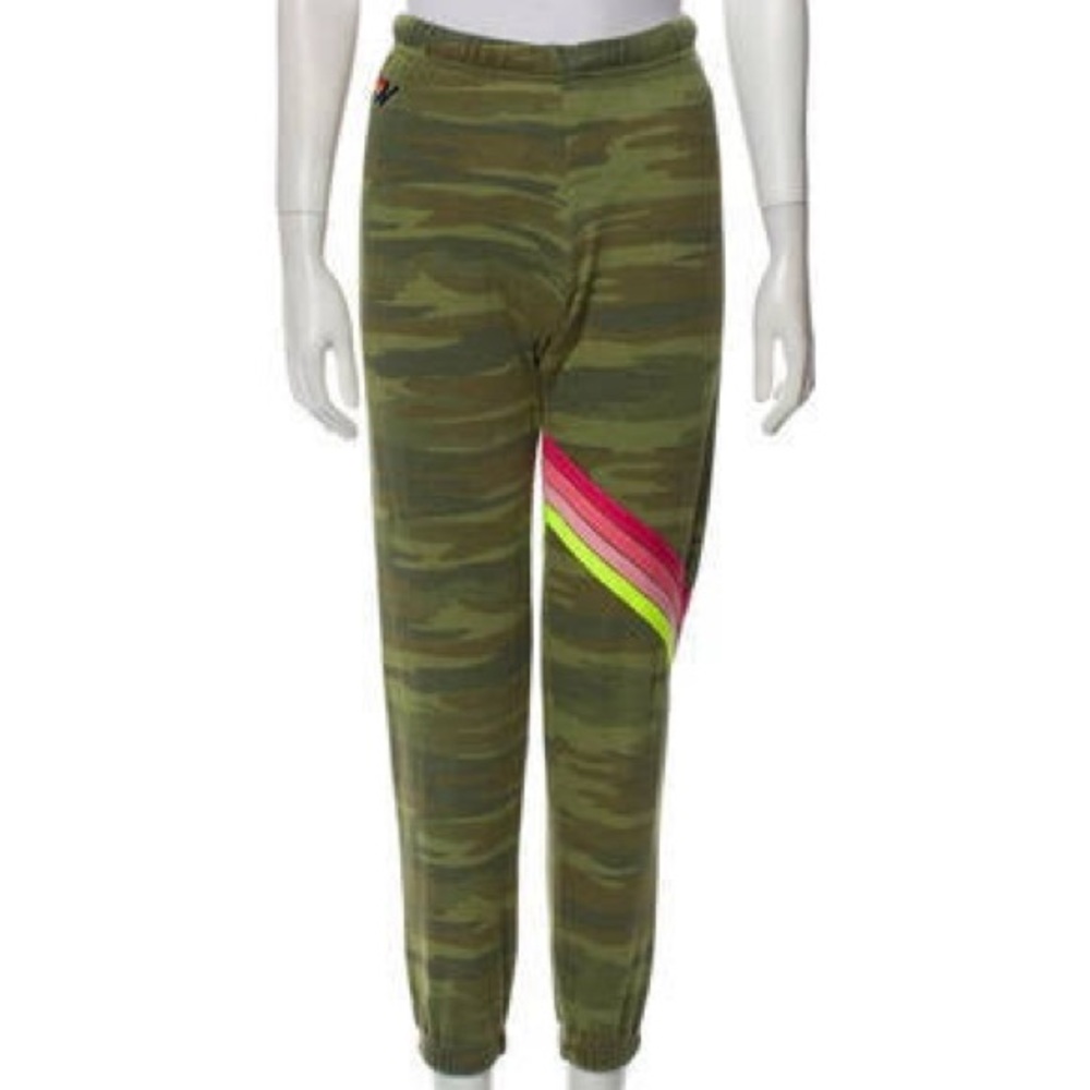 Aviator Nation Camo with rainbow stripes Sweatpants size small